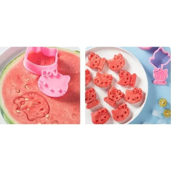Hello Kitty Fruit Cookie Cutter Set – 2-Piece Pink Biscuit Mold for Baking Fun - Picture 3 of 5